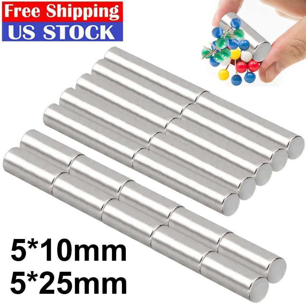 Super Strong N45 Rare Earth Round Cylinder Neodymium Magnets 5 x 10mm 5 x 25mm