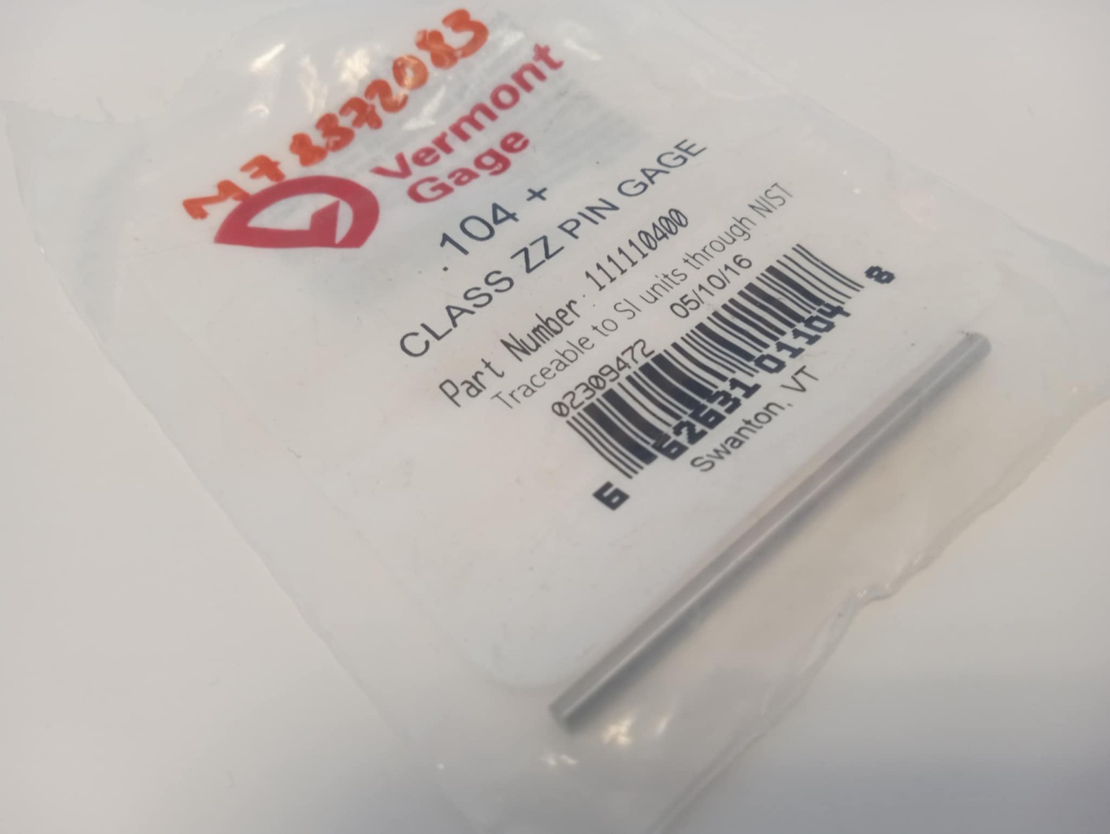 Vermont Gage 111111400 Class ZZ Plus Plug Gage: 0.1400″ Dia, 2.0000″ OAL