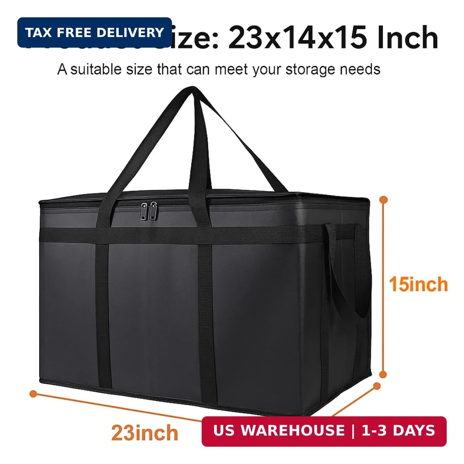 Bodaon 3-Pack Insulated Food Delivery Bag, XXXL Pizza Cooler Bags, Rideshare Del