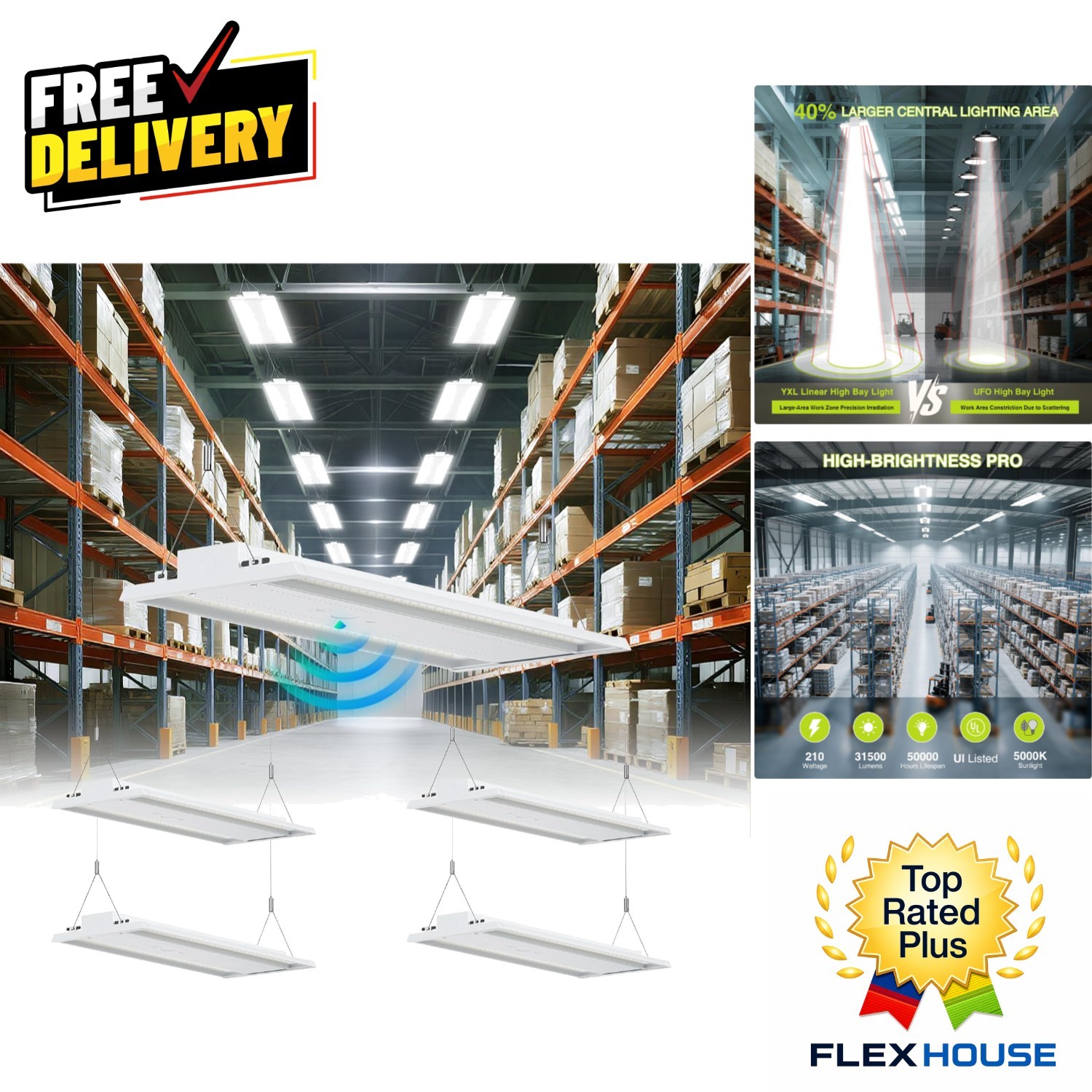 Energy Efficient 210W LED High Bay Lighting – Bright 31500LM for Commercial Use
