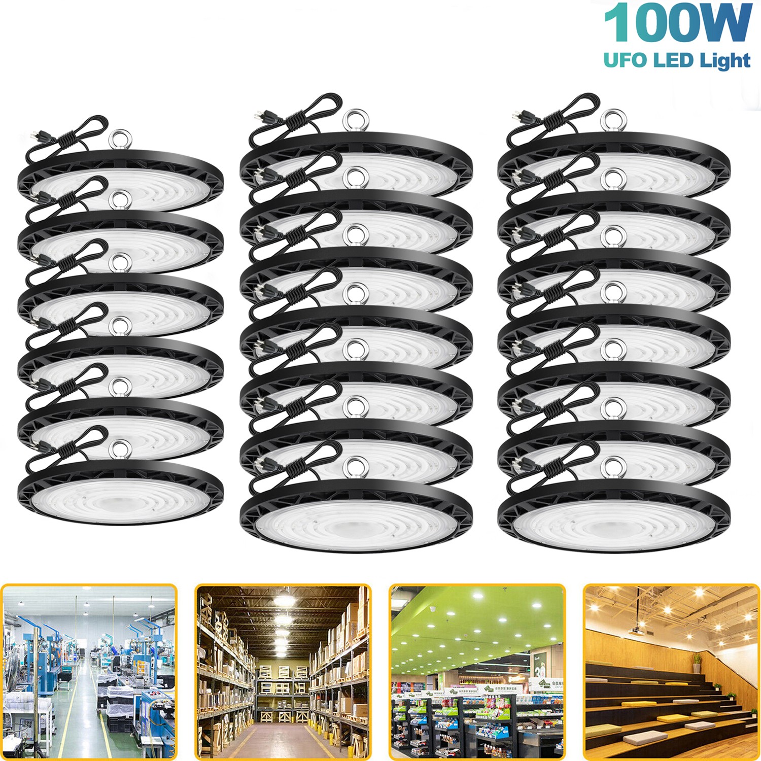 20x 100W UFO Led High Bay Light Industrial Commercial Factory Warehouse 90-277V