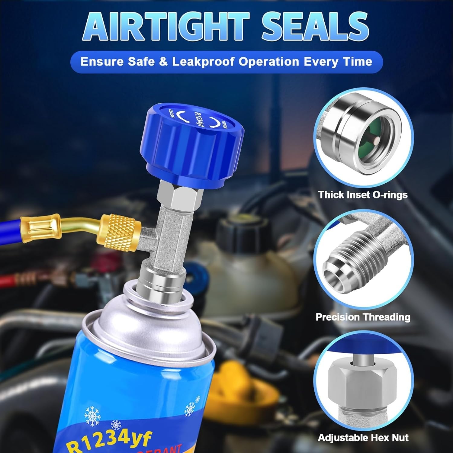 Can Tap, R1234YF Self-Sealing and Puncture Style Can Tap Valve with Tank Ada