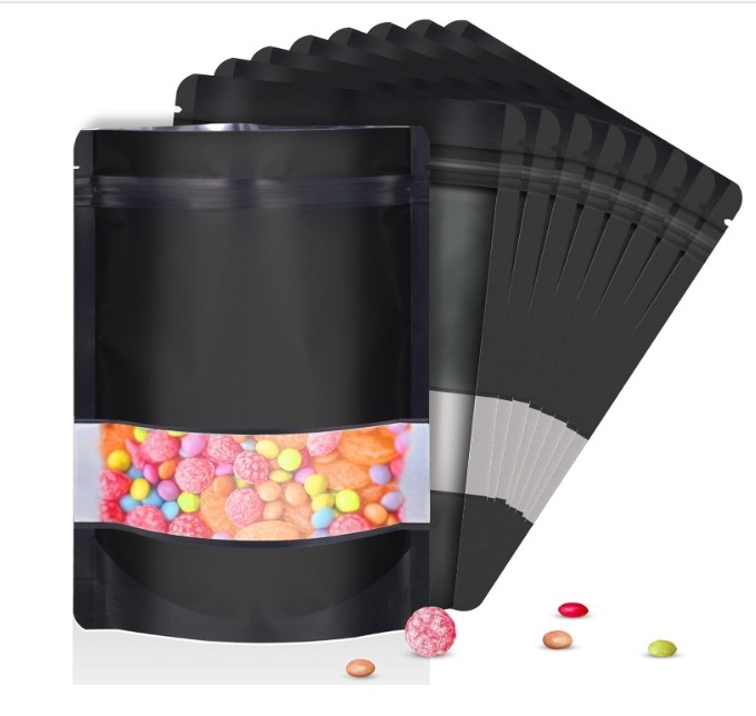 Mylar Foil Food Storage Stand Up Zip Seal Pouch Smell Proof Bags with Window