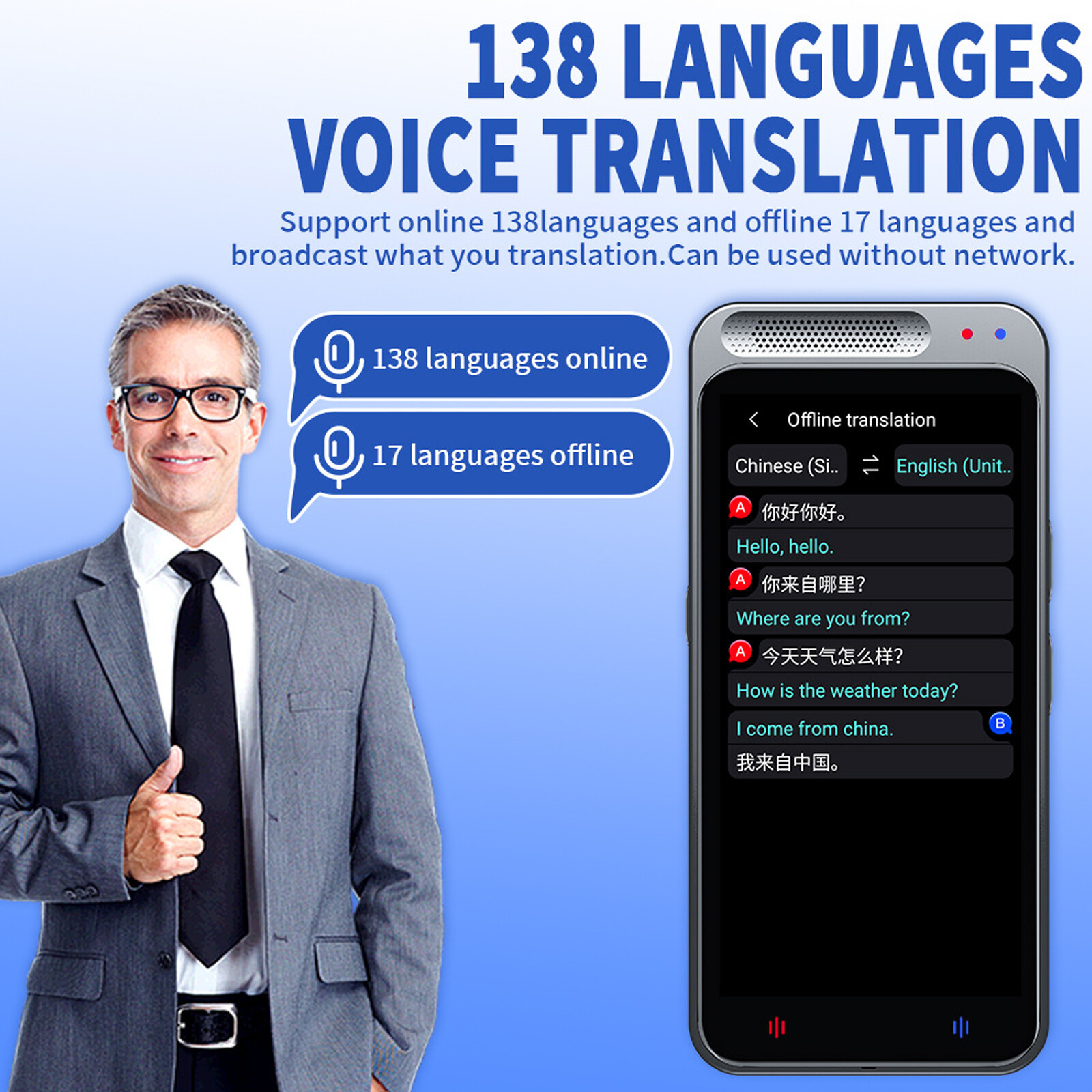 Z6 Language Translator Device, Two-Way offline Voice Interpreter