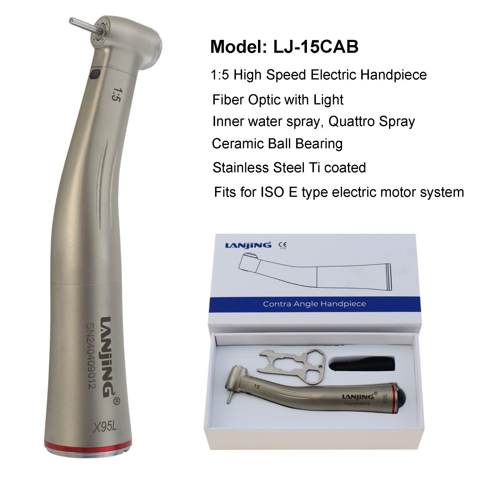 Dental Electric Handpiece 1:5 1:4.2 Contra Angle 45 Degree Surgical Fiber Optic