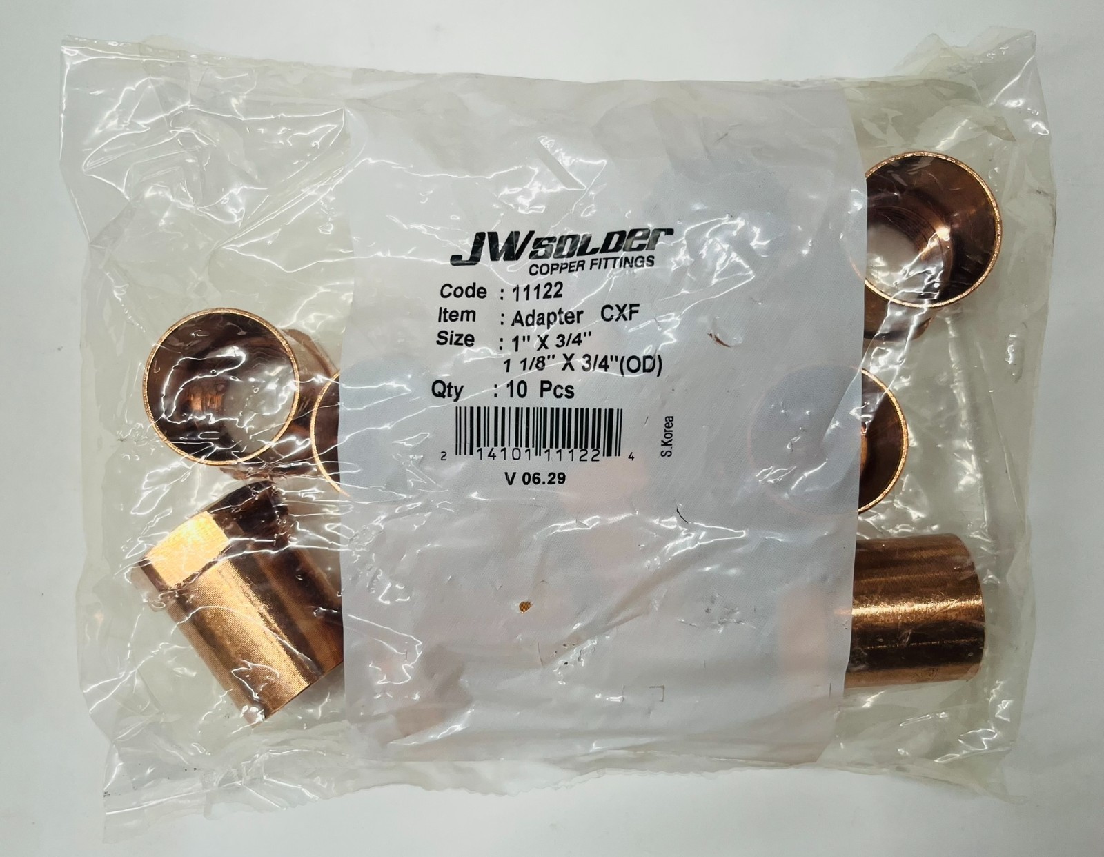 JW Solder 1″ Copper x 3/4″ FIP Female Adapter | C x FIP | Lead Free | Lot of 10