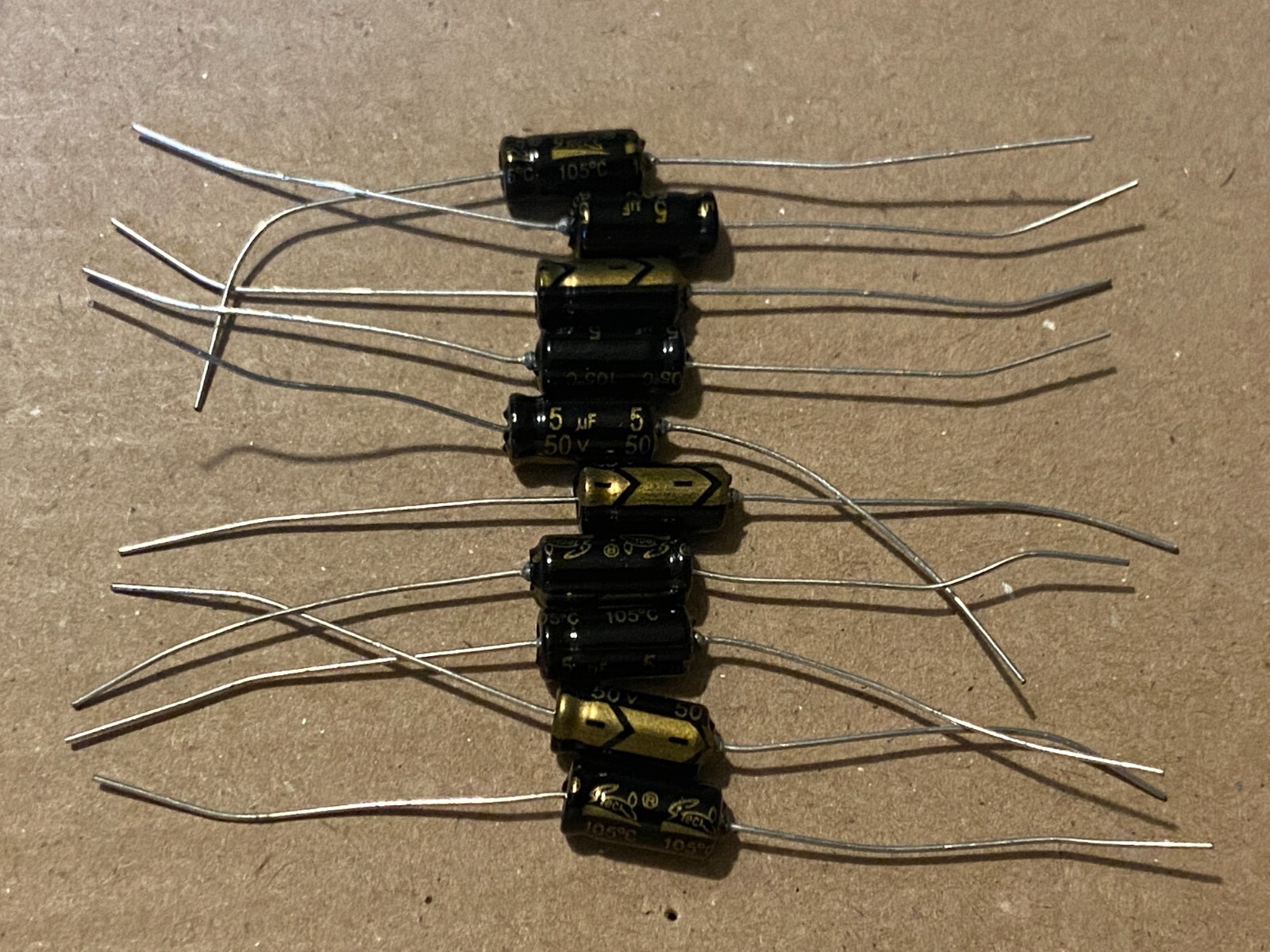 Axial Electrolytic Capacitor, 5uF, 50V – Lot of 10