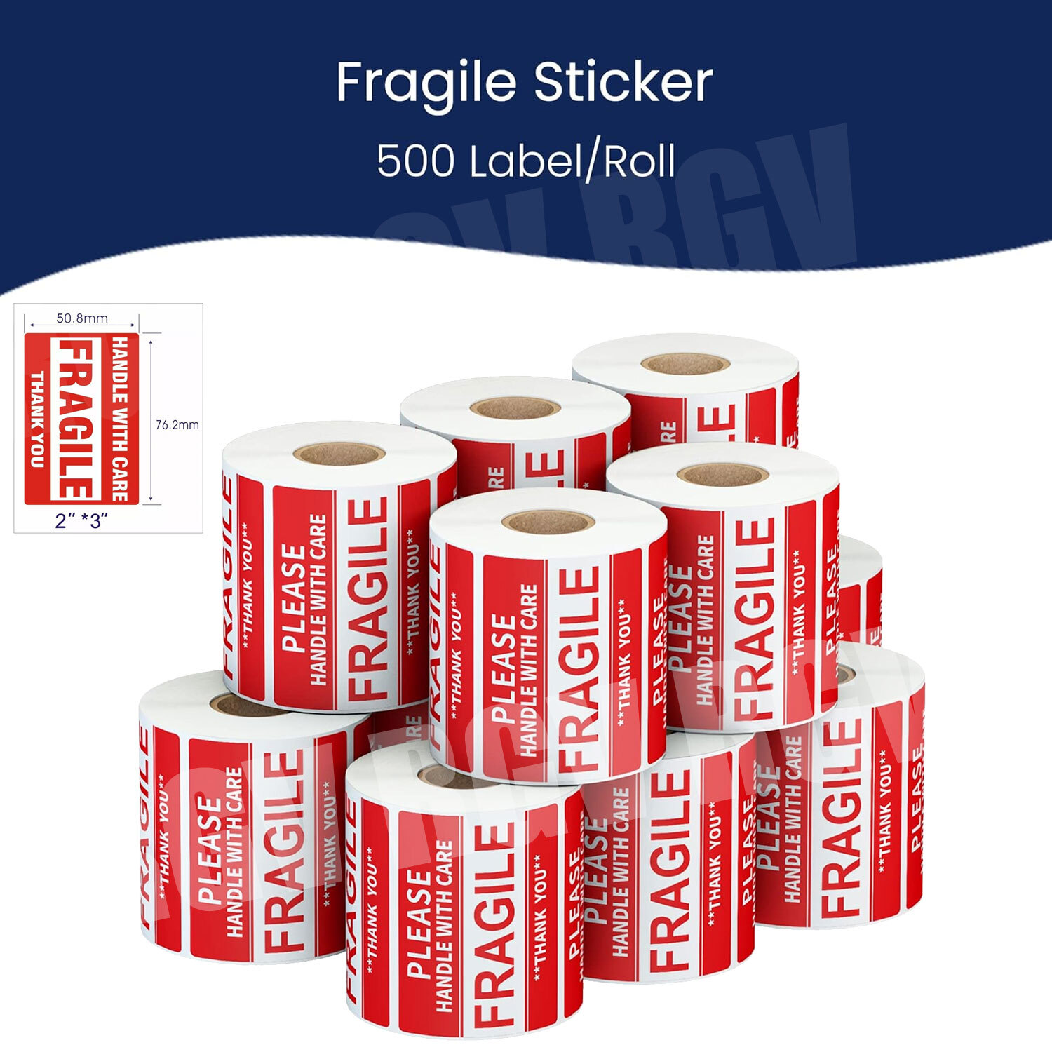 10000 Fragile Stickers 2×3 Handle with Care Thank You Mail Labels 500/Roll