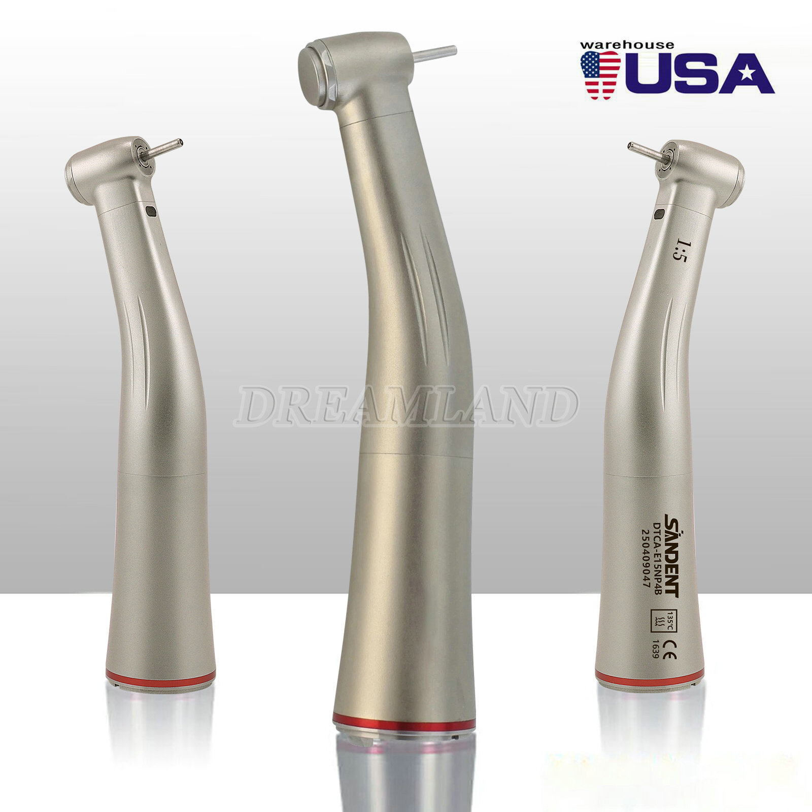Dental 1:5 LED Fiber Optic Contra Angle Handpiece 4 Sprays Fit NSK Ti-MAX X95L