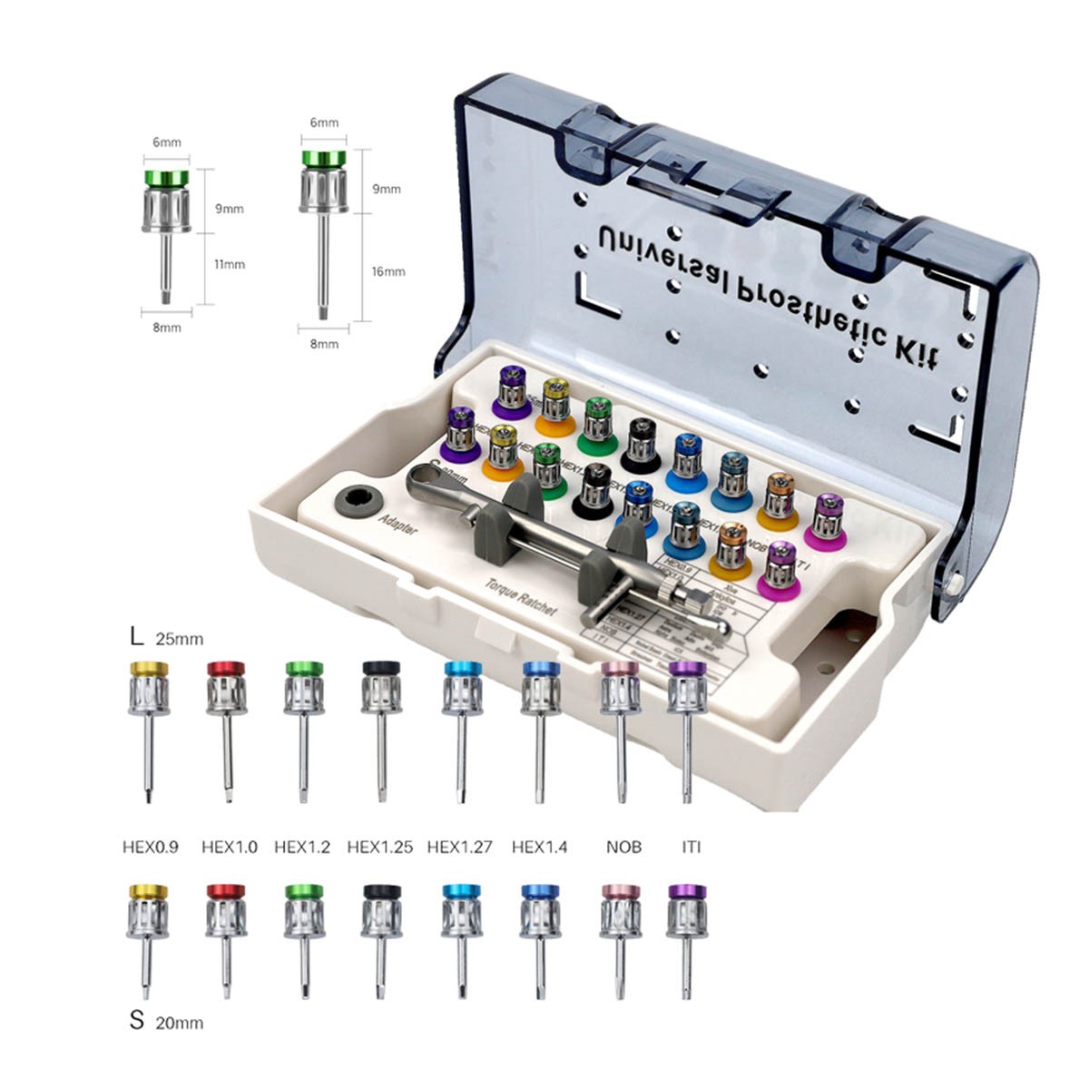 Dental Universal Implant Torque Wrench+16pcs Driver/ Implant Locator Kit