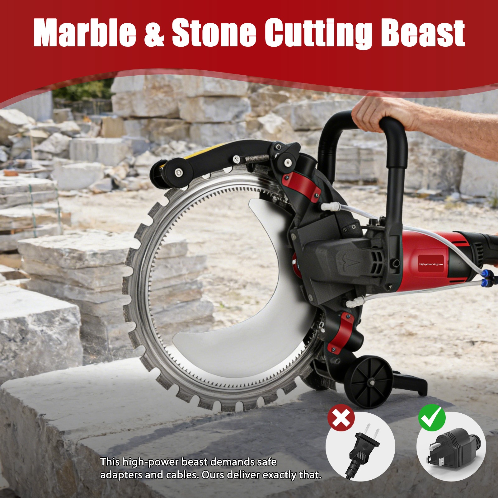 16″ Electric Concrete Saw Cutter 5000W Wet Dry Masonry Cut Saw with Water Pump