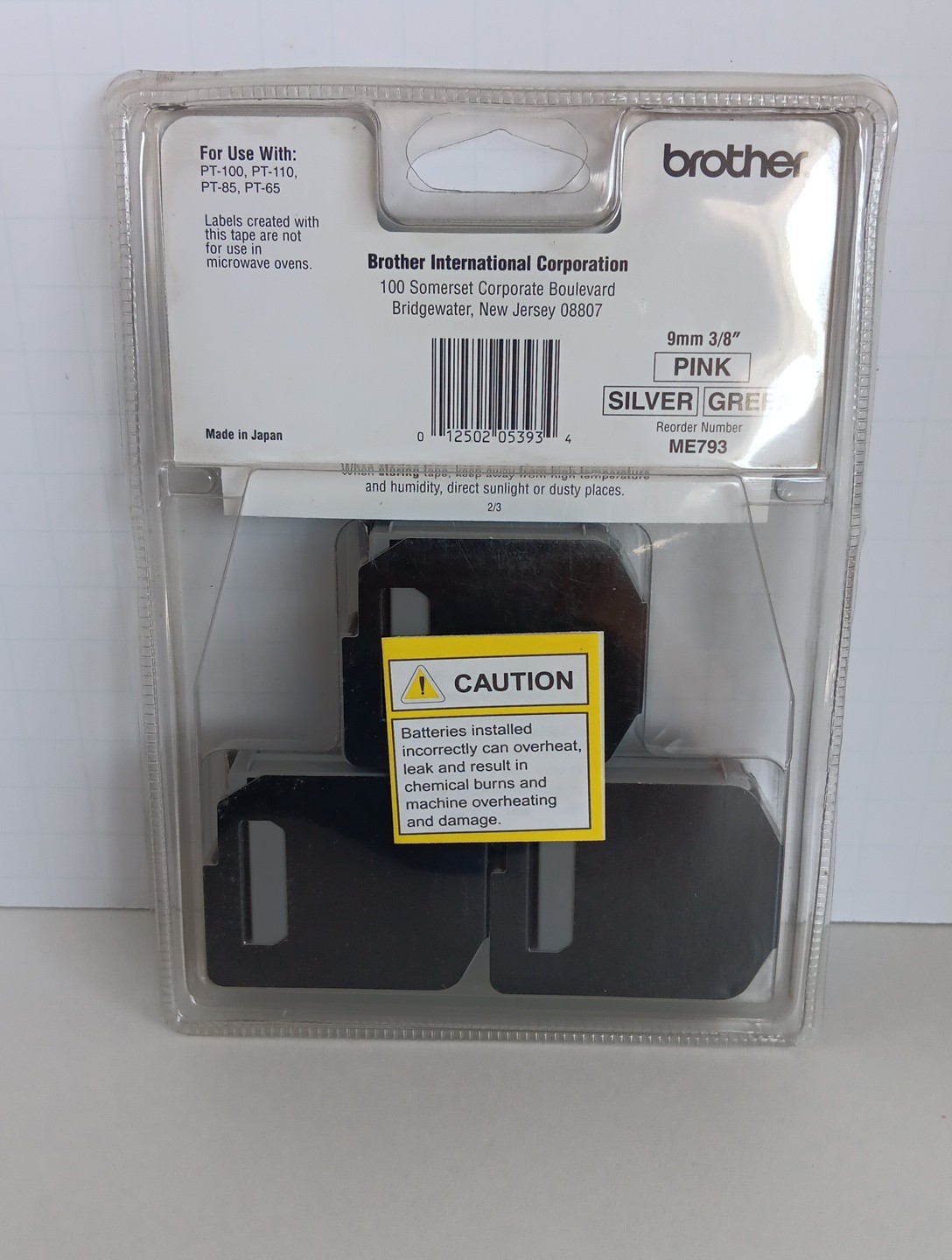 Brother P Touch Labeling System M Tapes 3 Pack Pink Green Silver 9mm-3/8 inch’s