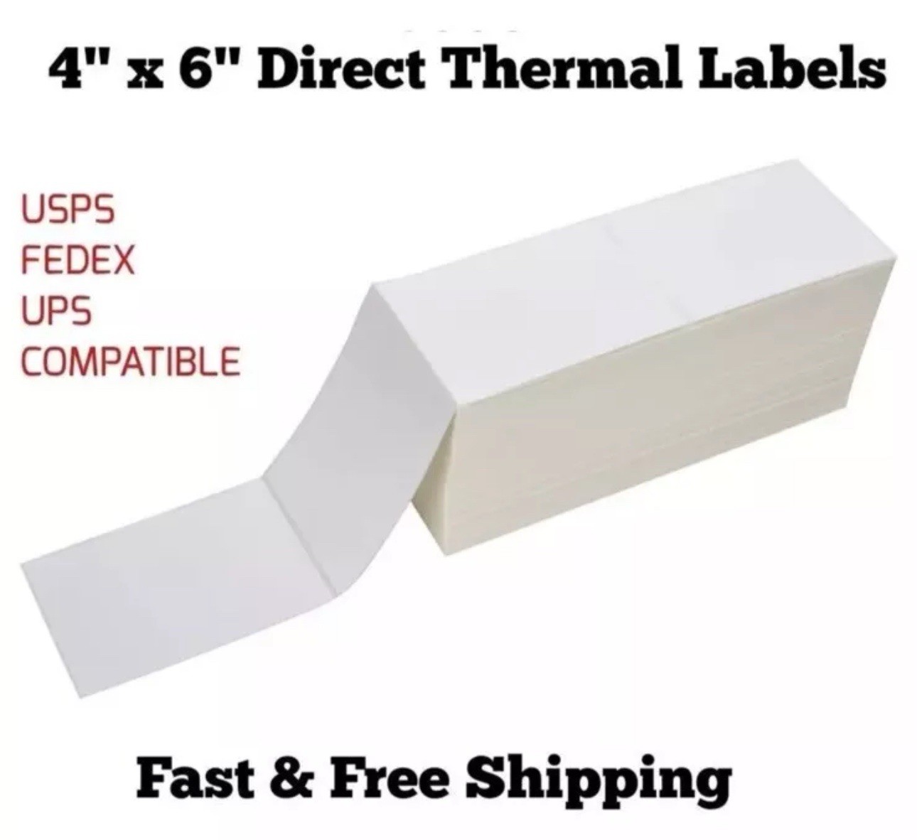 6000 Blank 4 x 6 Direct Thermal Fanfold Peel & Stick UPS Shipping Labels Bulk