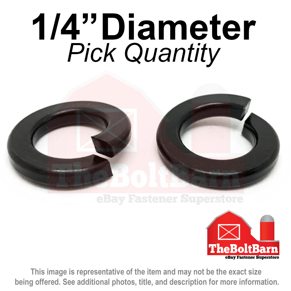 1/4″ Alloy Steel Split Ring Lock Washers Grade 8 Black Oxide (Pick Qty)