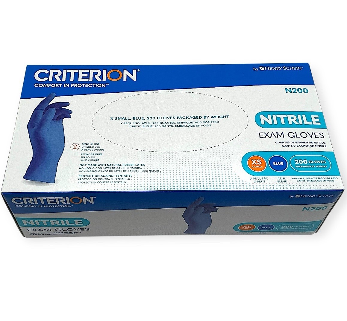 Henry Schein Criterion N200 Nitrile Exam Gloves, Latex-Free, Textured, Blue, Dis