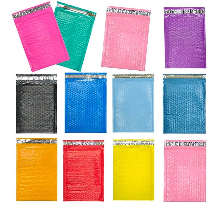 Colored Poly Bubble Mailers, Self Sealing Padded Mailing Envelopes, Mail Bags
