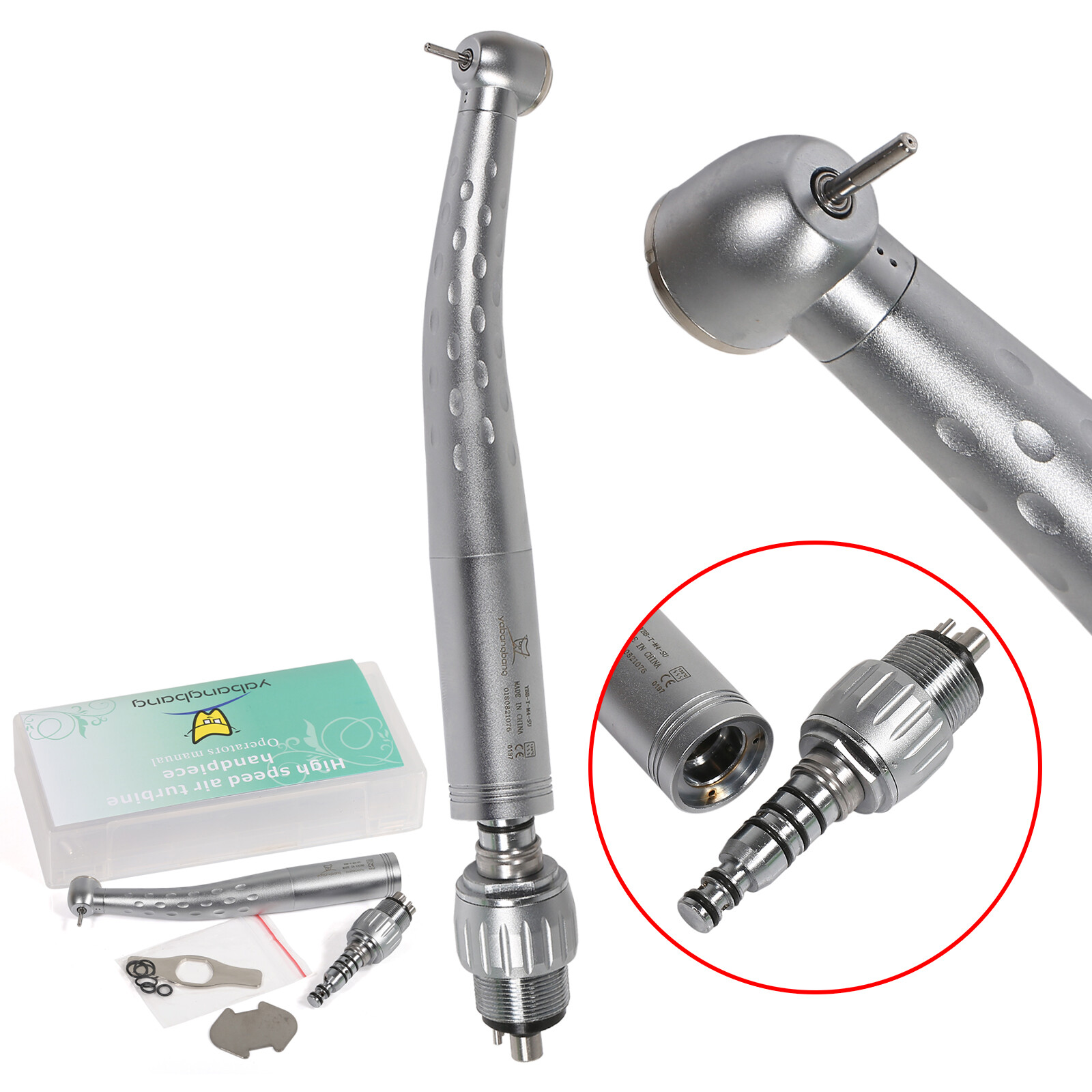 YABANGBANG Dental High Speed Handpiece + 4 Hole Quick Coupler 360° Swivel