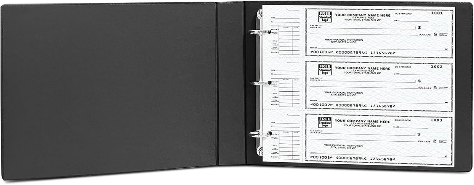 3 Rings Check Binder for End-Stub Deskbook Checks, 3 on a Page, Fit 3 & 9 Holes