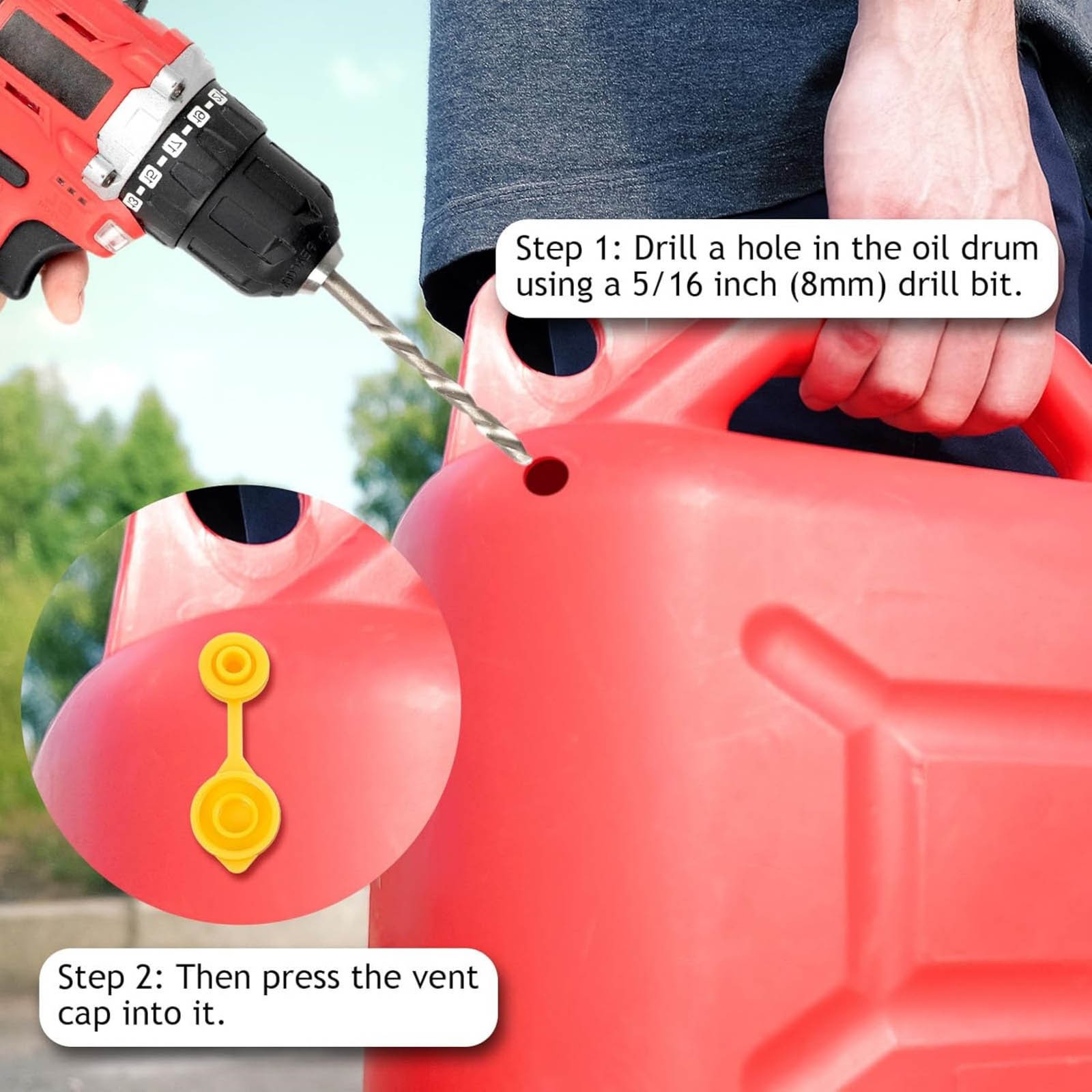 5 Pack Yellow Fuel Gas Can Vent Caps With Protective Cover For Leak-Proof Seal
