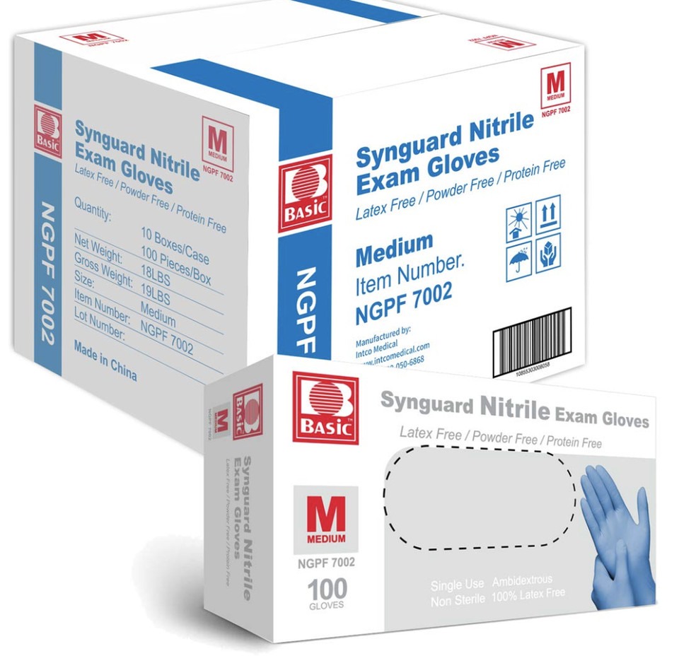 Synguard Nitrile blue Gloves Latex free NGPF 7003 Powder free Protein free