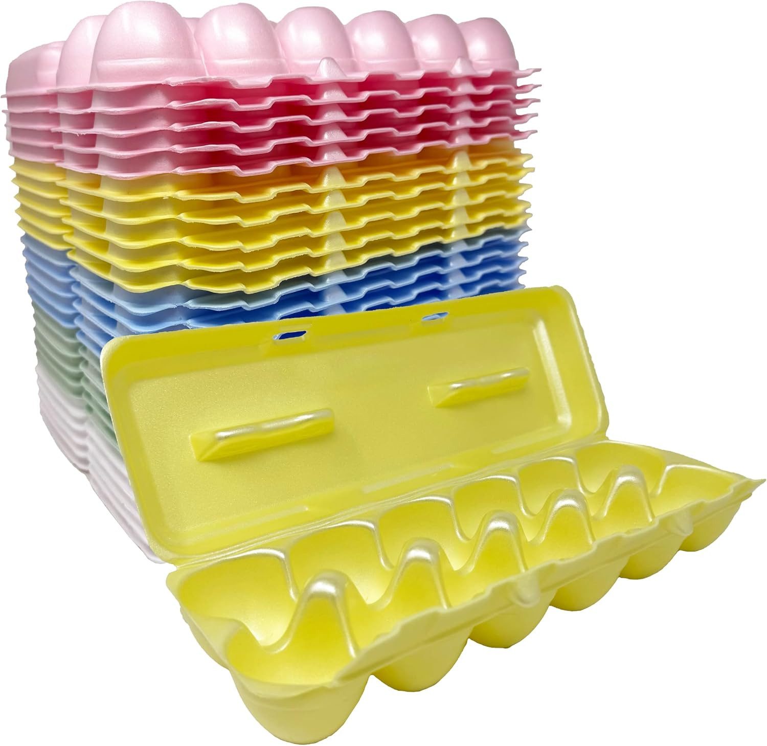 Foam Egg Cartons 25 Pack – Assorted Colors – Made in USA – Reusable 12-Egg Carto