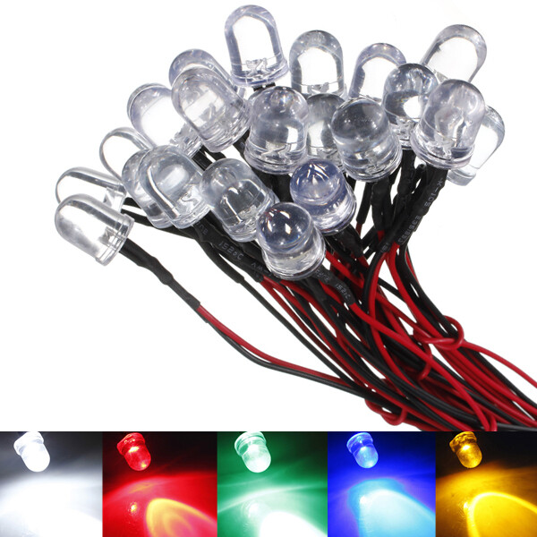 10 30 50pcs DC 9-12V 3mm 5mm 8mm 10mm Pre Wired LED Diode White Red Blue Lights