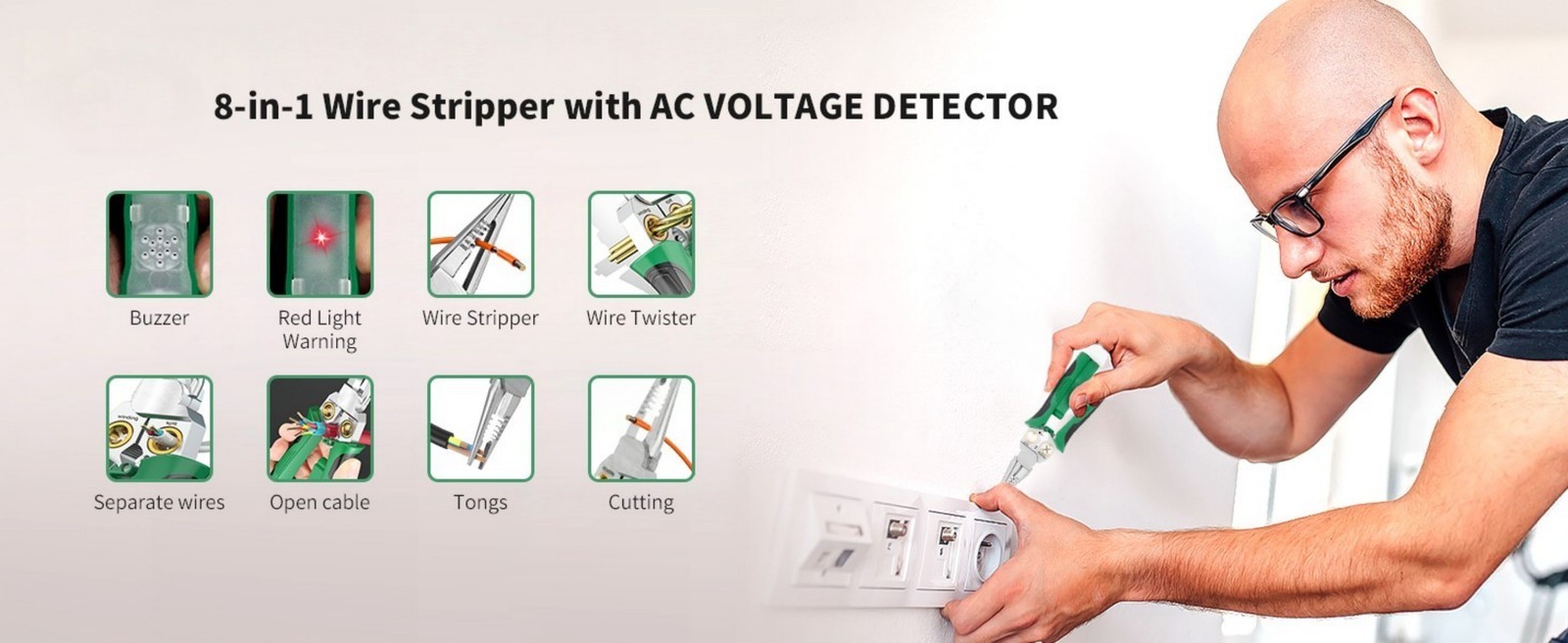Green Multifunctional Pliers Wire Stripper Twister Cable Cutter Tester