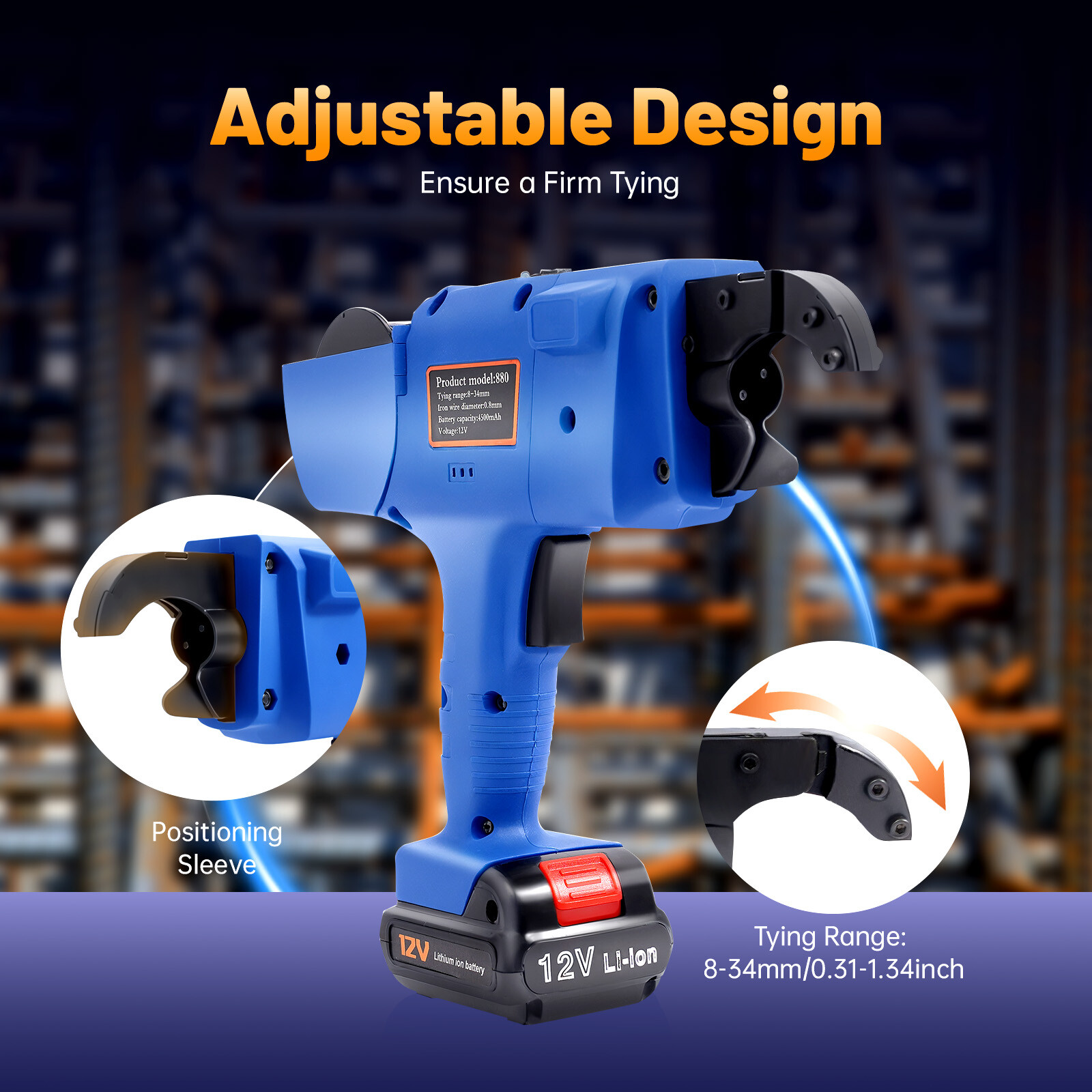 8-34mm Rebar Tier Tying Machine Rebar Tie Gun Automatic Steel Bar Rod Tying Tool