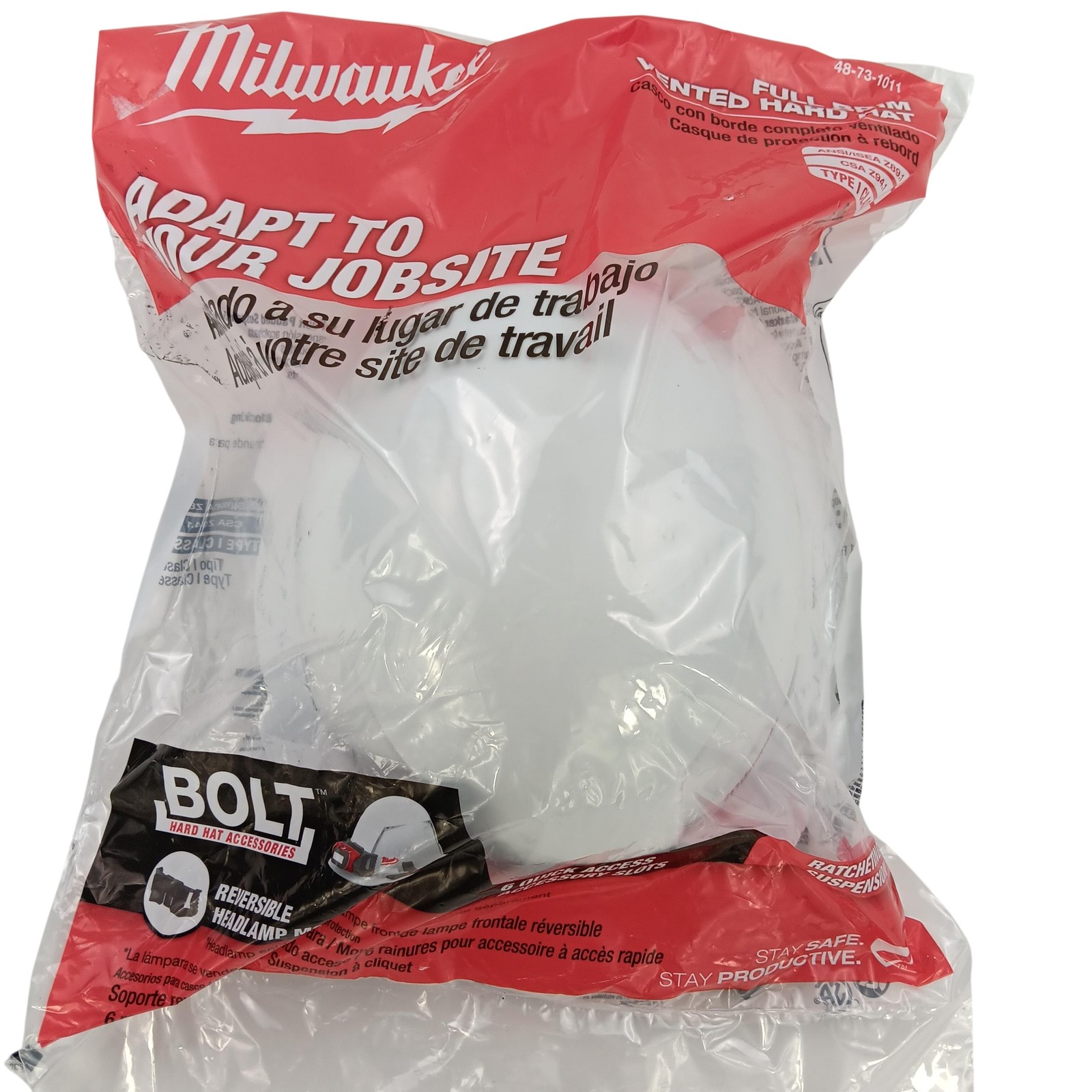 Milwaukee 48-73-1011 Full Brim Vented Hard Hat BOLT Type 1 Class C White Safety