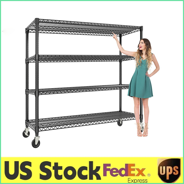 72″x59″x18″ 4 Tier Adjustable Wire Metal Shelving Heavy-Duty Storage Unit 2640Lb