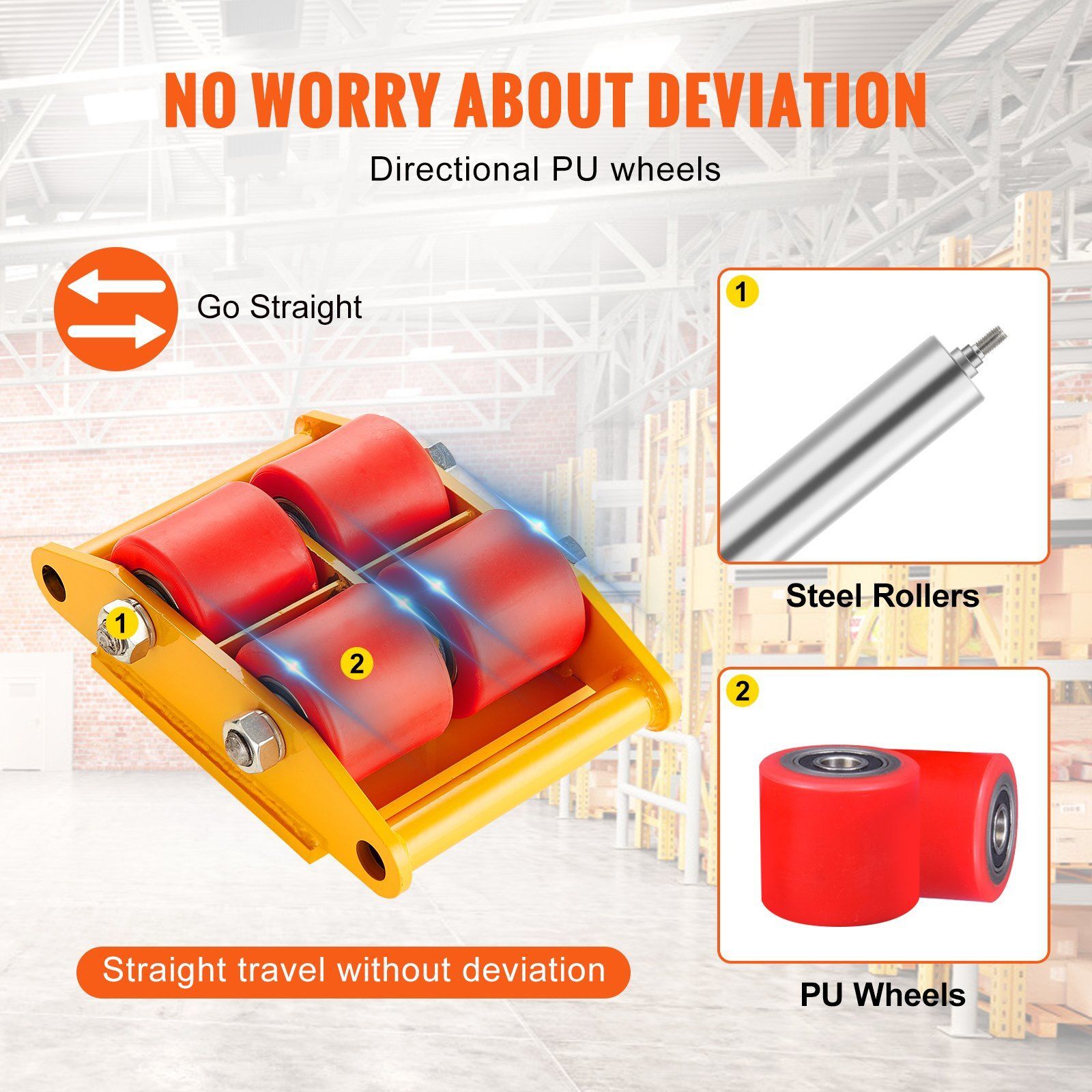 4PCS Machinery Skate Dolly 17637 LBS/8T Industrial Machinery Mover for Warehouse