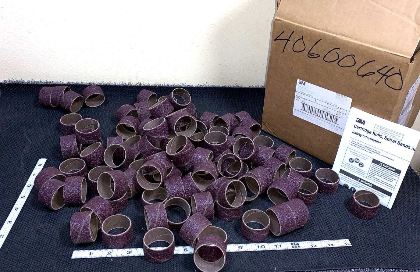 1-1/2″ spiral 3M 40203 241D 1″ wide 36X gr EvenRun Cloth Bands new box/ 100 pc