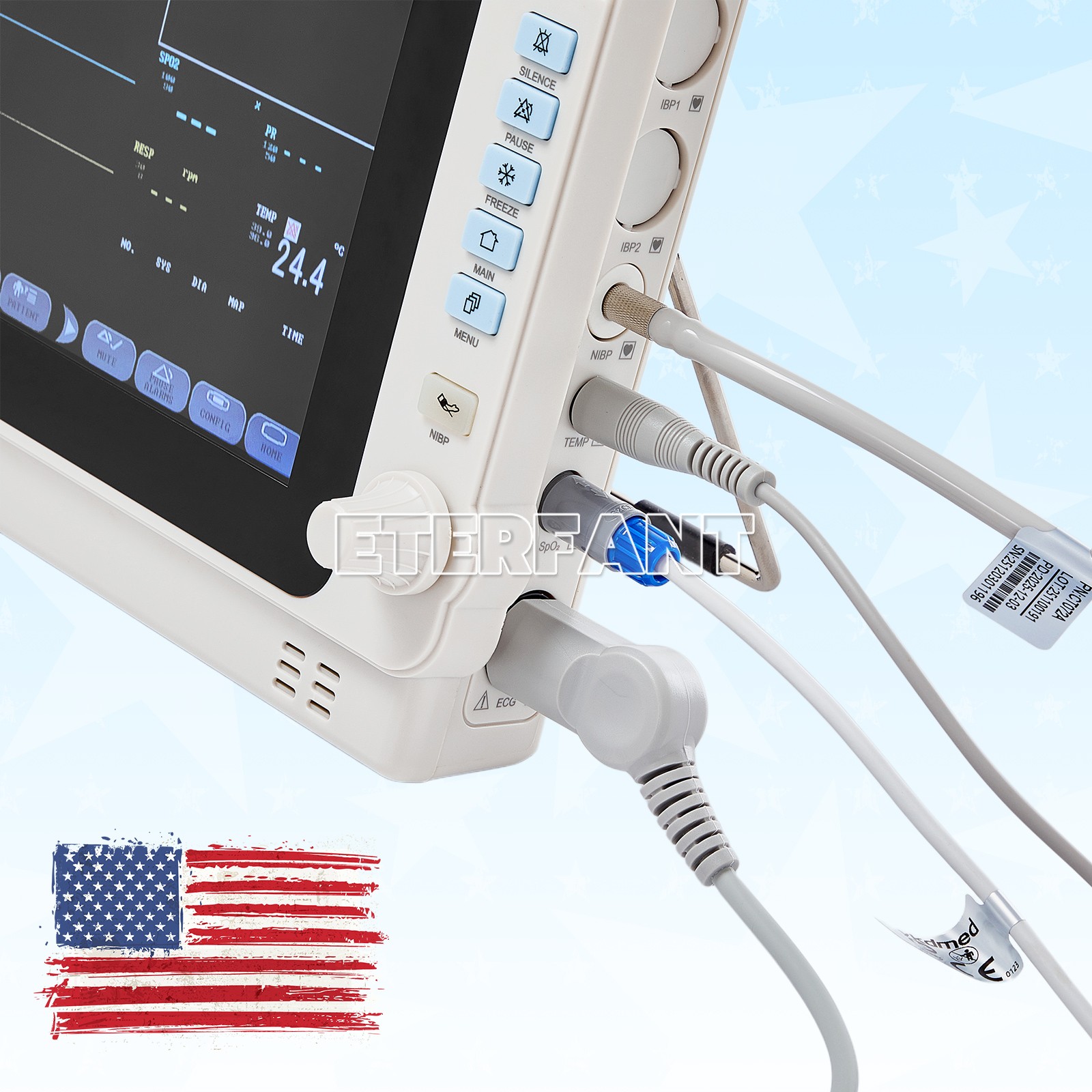 10-inch Portable Multi-parameter Vital Signs Monitor ECG NIBP SPO2 TEMP RESP