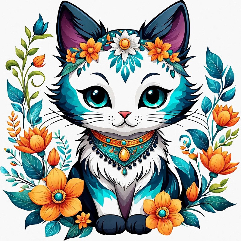 30 Custom Special Flower Kitty Cat Personalized Address Labels