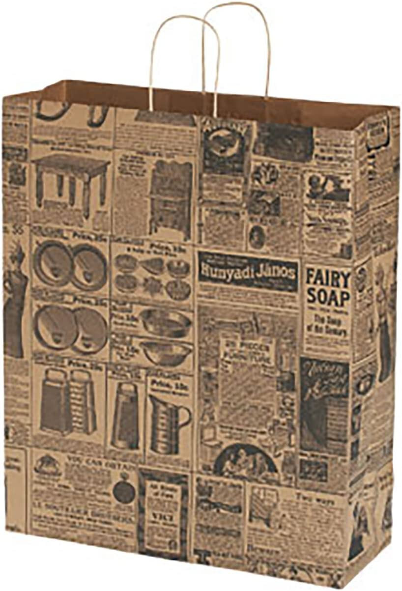 Newsprint Paper Bags 100 News Print Retail Merchandise Shopping 16″ x 6″ x 19″