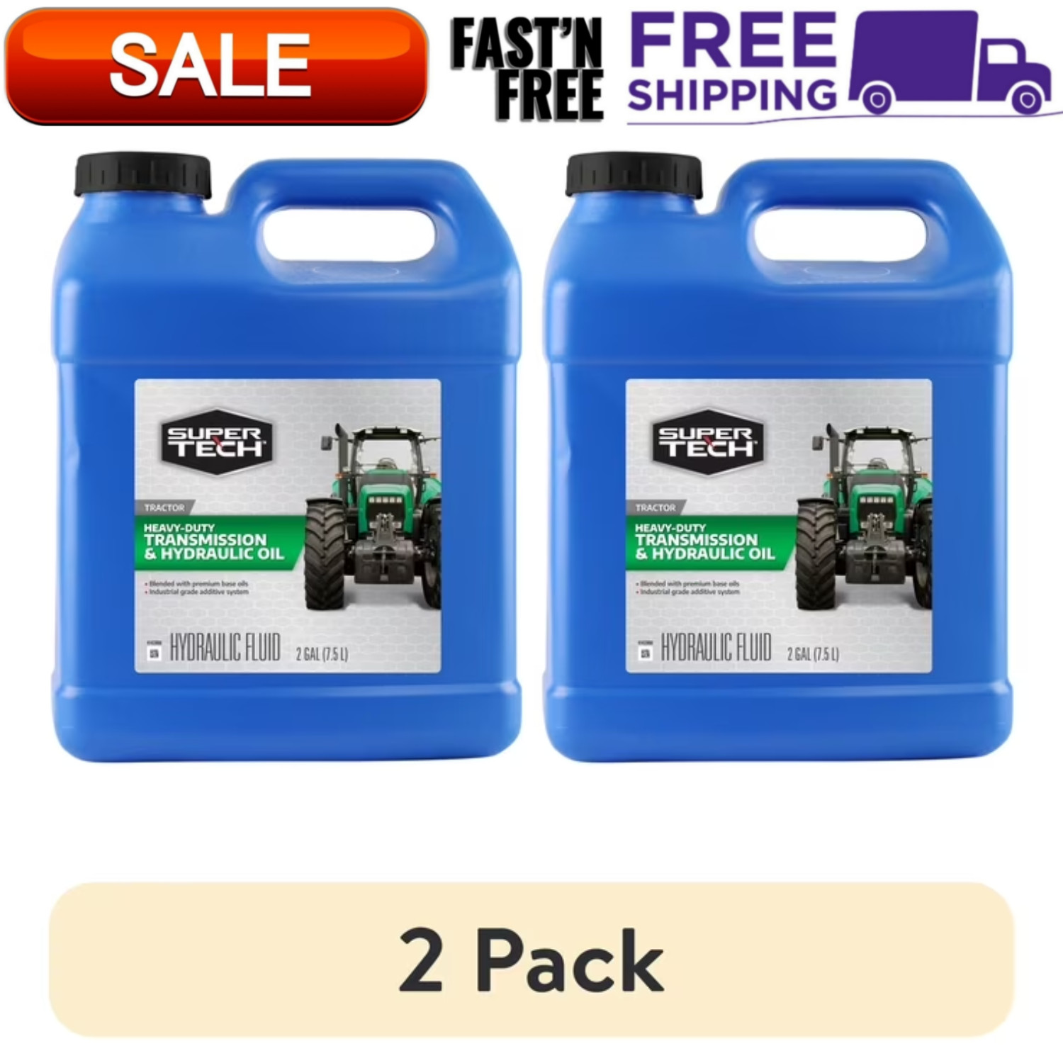 (2 pack) Super Tech Heavy-Duty Tractor Hydraulic & Transmission Fluid, 2 Gallons