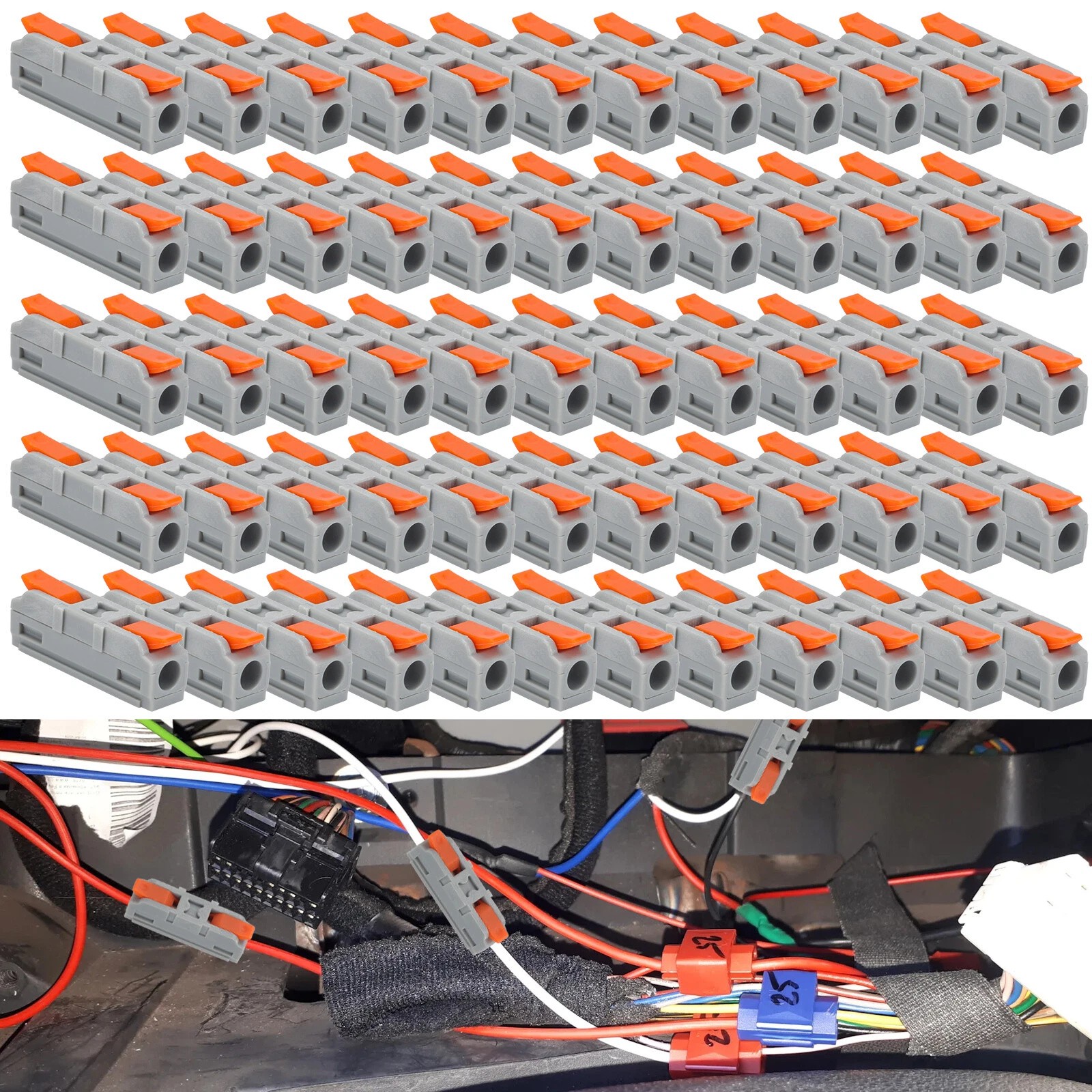 60pcs 1-in-1-Out Lever Wire Connectors Compact Electrical Splicing Kit