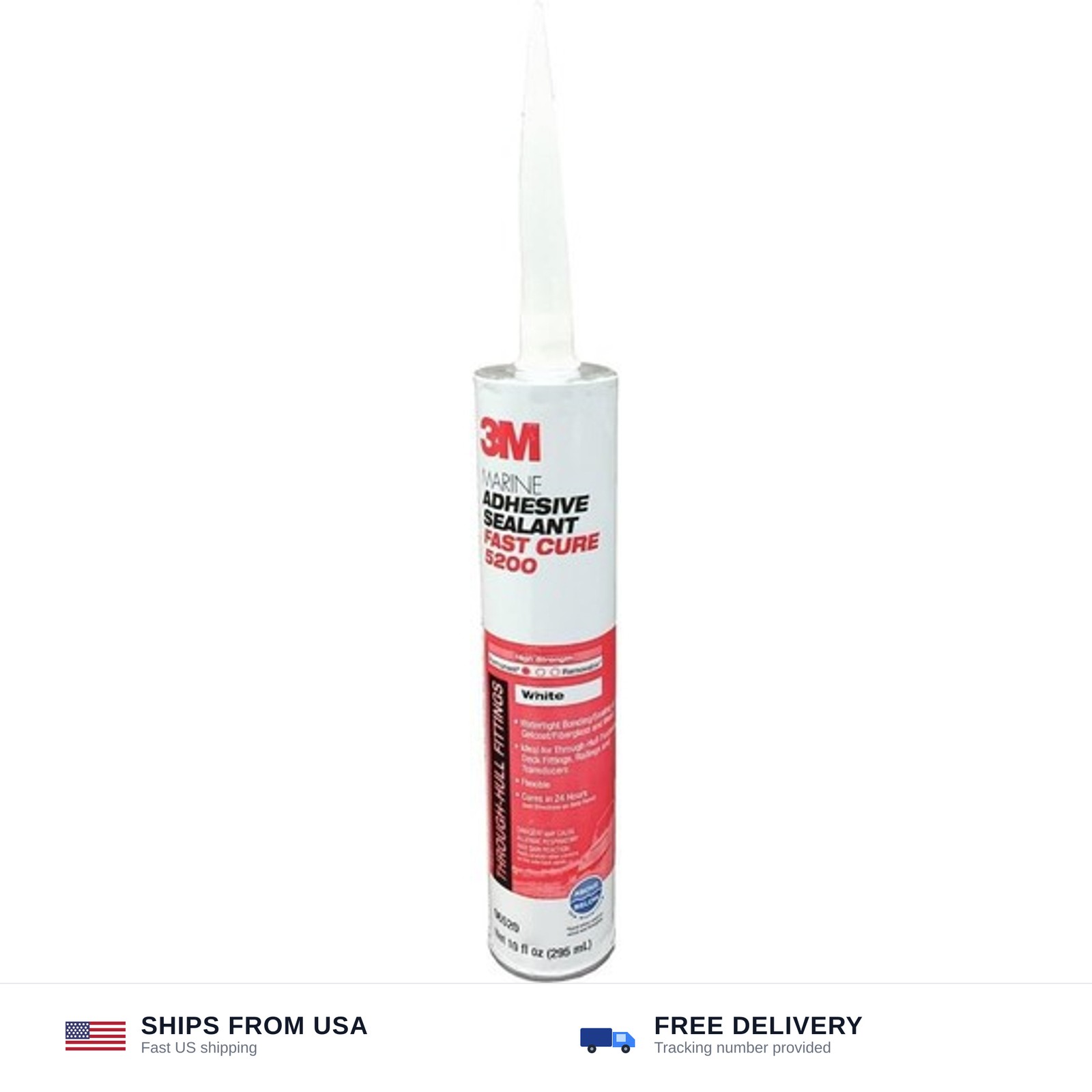 3M Marine Adhesive Sealant 5200 Fast Cure White, 06520