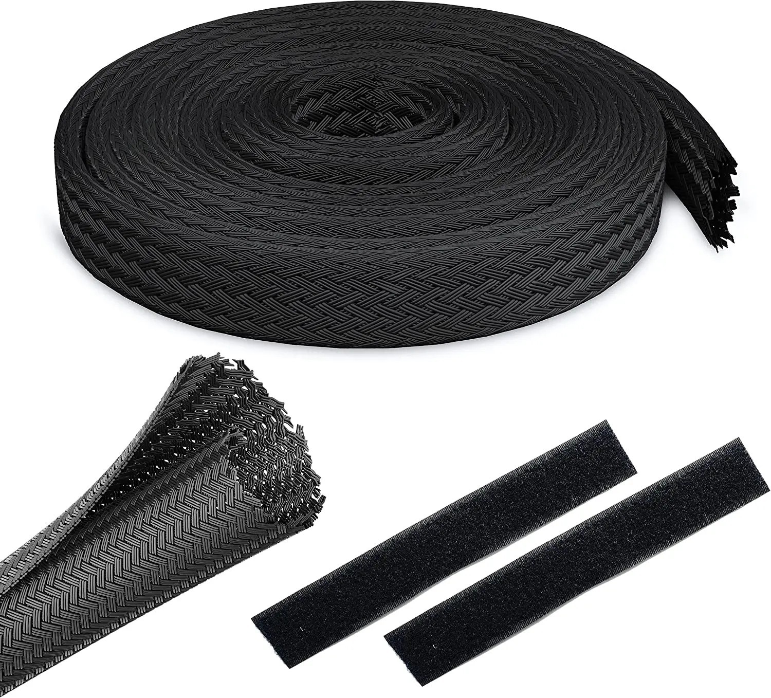 Split Braided Cable Sleeve Nylon Self Wrap Wire Loom Cord Management Protector