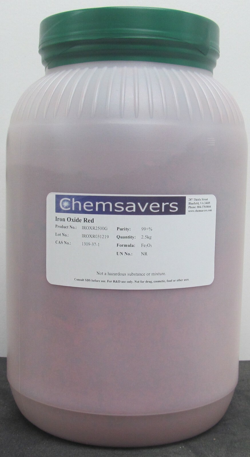 Red Iron Oxide, Powder -325 mesh, Analytical Grade, 99.7%, 2.5kg