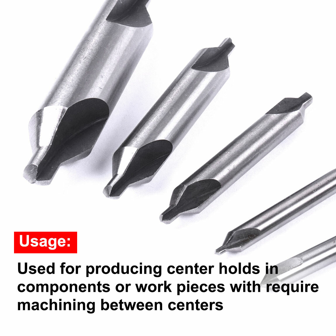 US Center Drill Countersink Pilot Bit Lathe 5 Pc Set Drill Bit HSS Metal