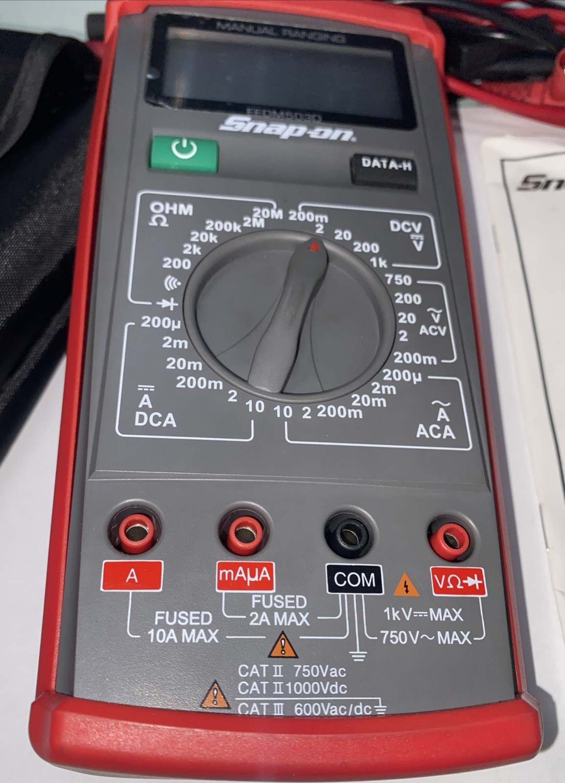 SNAP-ON Digital MultiMeter CAT III w/ Probes Bag EEDM503D