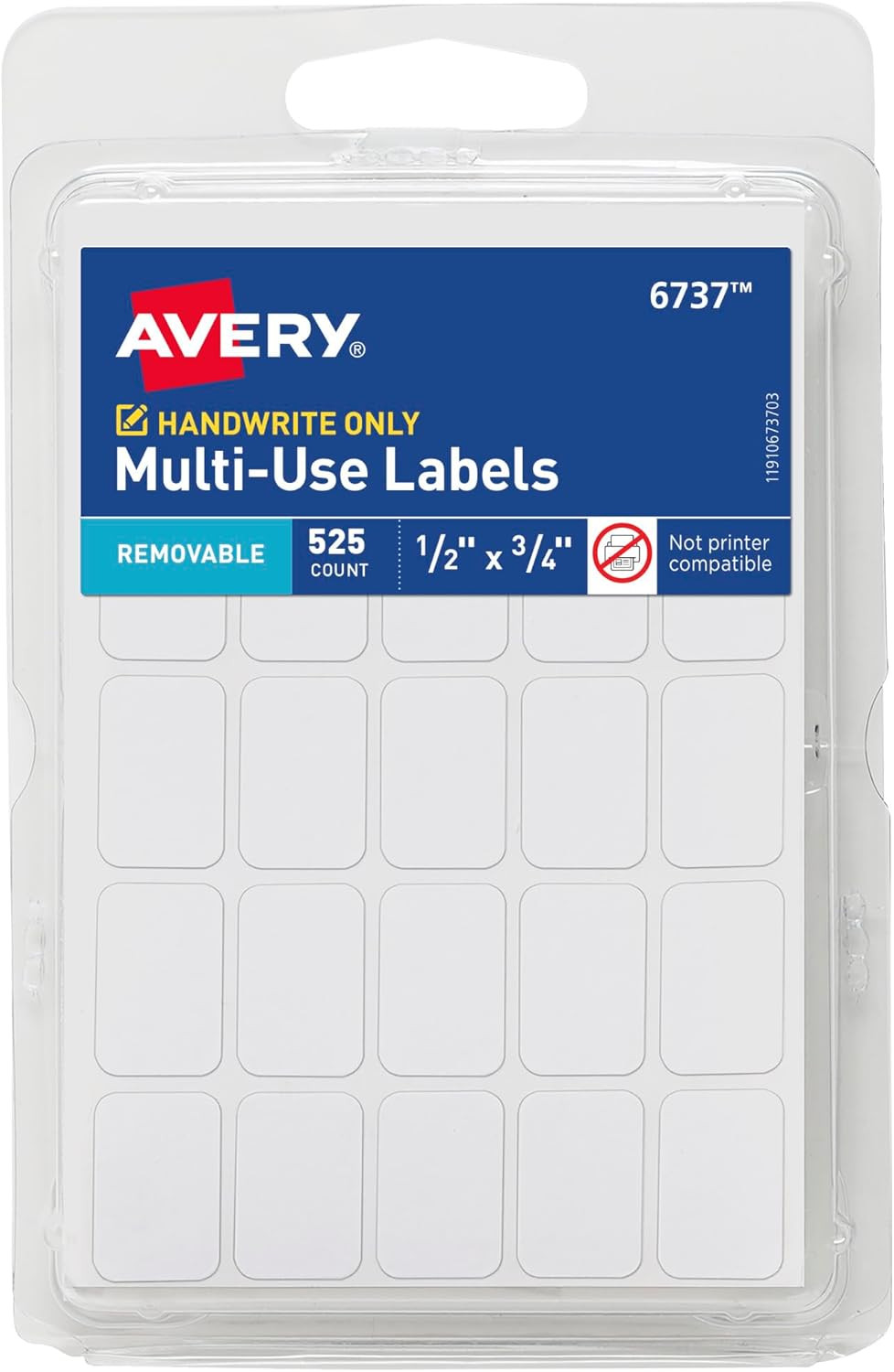 Multi-Use Removable Labels, 1/2″ x 3/4″, White, Non-Printable, 525 Blank Labels