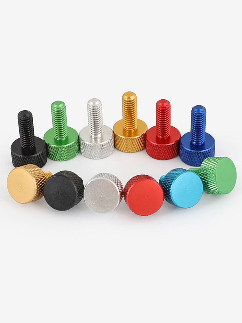2/5/10pcs M3-M6 Aluminum Alloy Knurled Thumb Screw Flat Head Hand Grip Knob Bolt