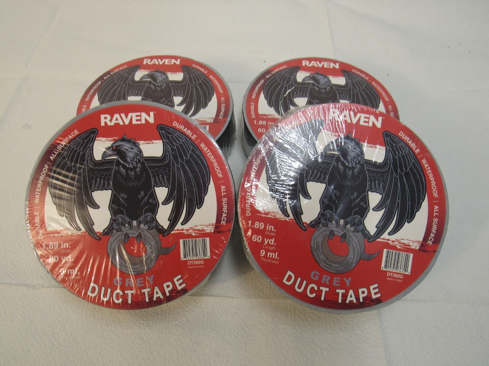 Raven Grey Duct Tape Durable Waterproof All Surface 1.89″ x 60yd Lot of 4 Rolls