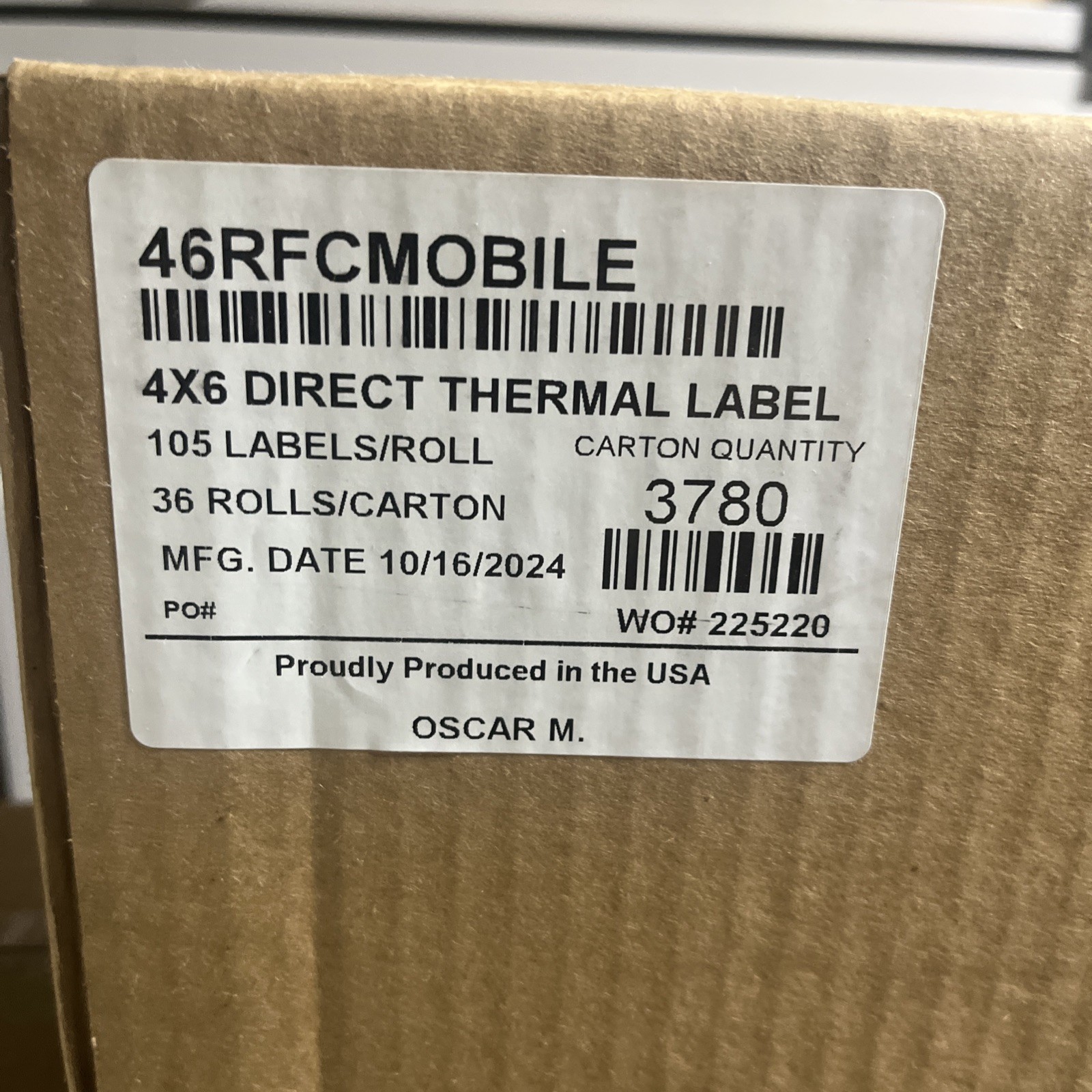 3780 4×6 (4″x6″) Shipping White Direct Thermal Labels – 1” Core 36 Rolls Of 105