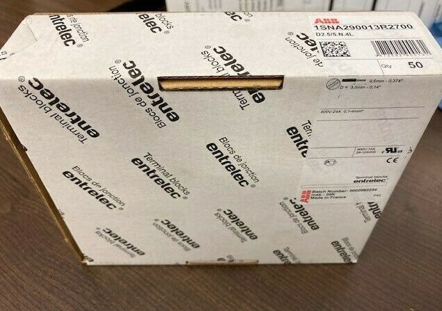 1 DAY SHIP LOT of 50 pcs = 1 box ABB 1SNA290013R2700 TERMINAL BLOCKS entrelec