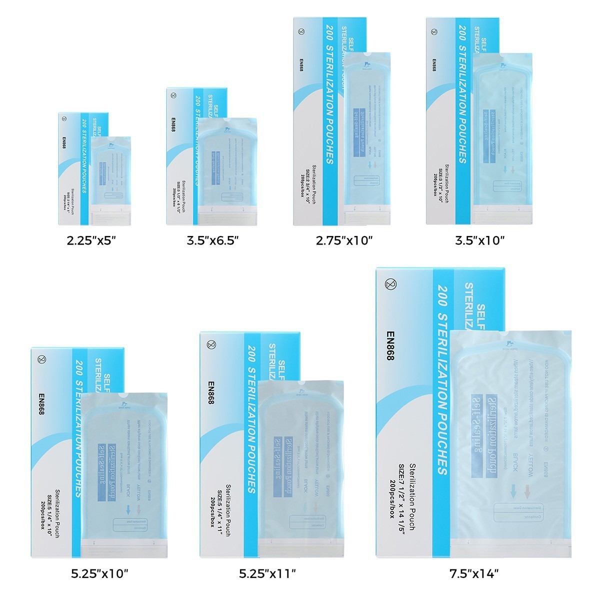 200pcs/Box Dental Self Sterilization Pouches Pouch Autoclave Sterilizer Bags