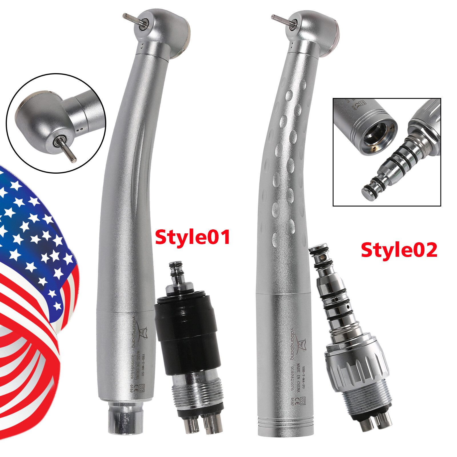 YABANGBANG Dental High Speed Handpiece + 4 Hole Quick Coupler 360° Swivel