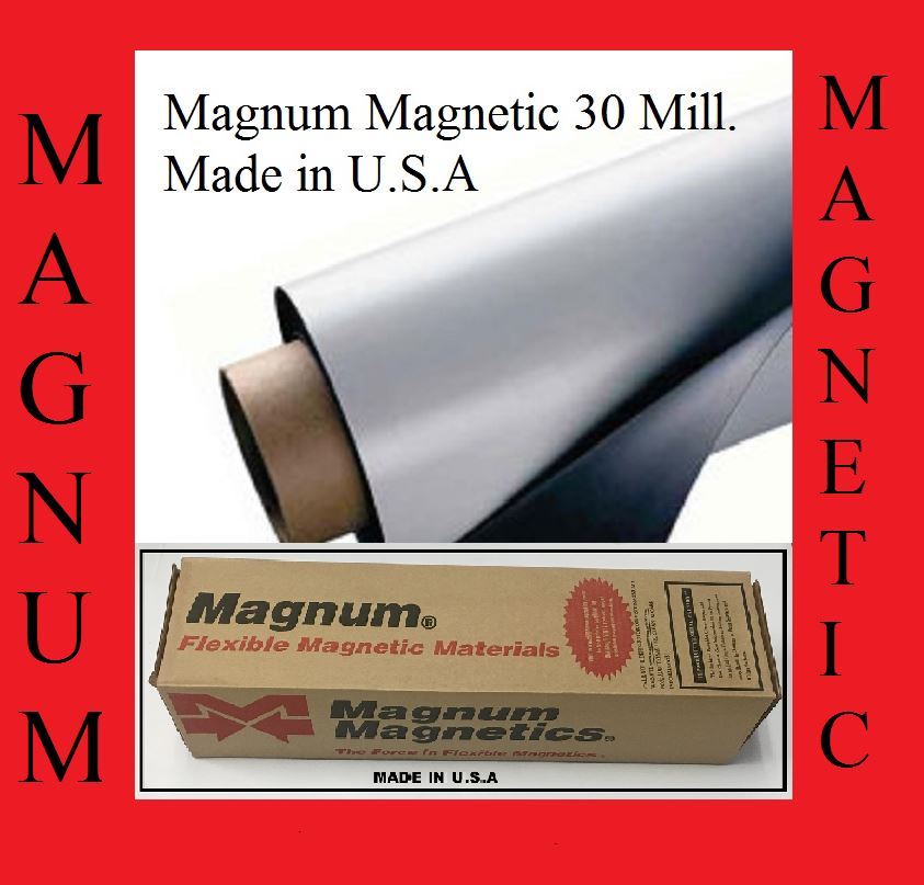 1 ROLLS 12″ width x 5 FEET 30 Mil. Magnetic Sign Sheet Cars Magnum usa white